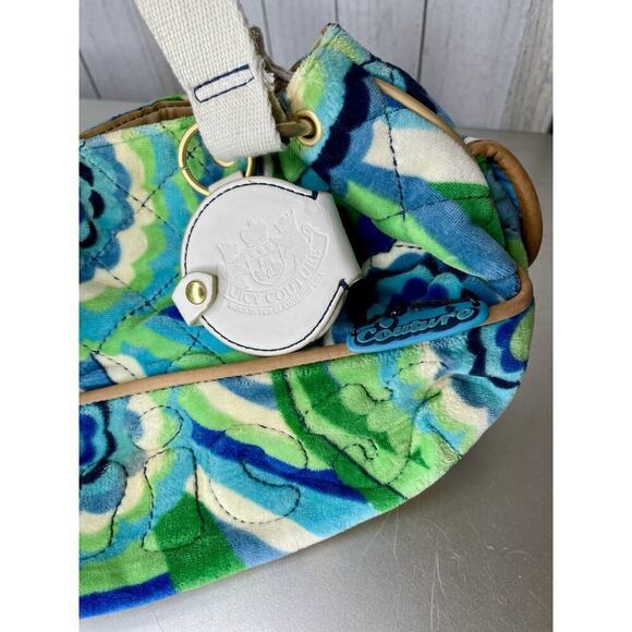 Vintage Juicy Couture Green Terry Bag Purse Tote Charm Juicy  Vintage Juicy Couture Bag Satchel Handbag Y2K Terry Psychedelic Paisley Green